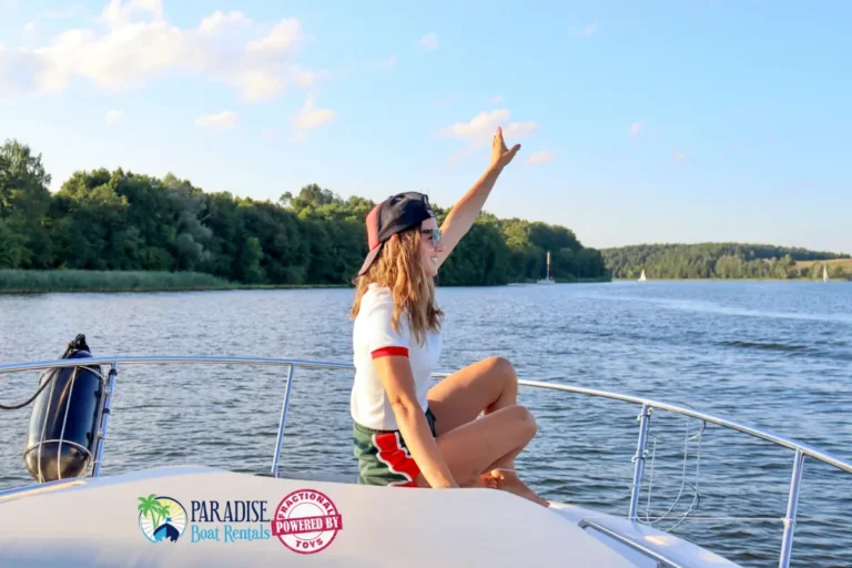 A young woman on a boat